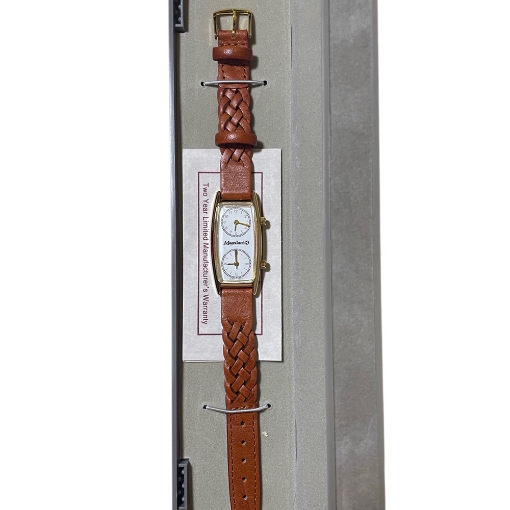 Pedre Dual Time Women’s Watch Braided Leather Strap New - Picture 2 of 10